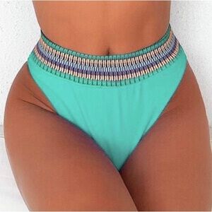 Shein Mint Green Bikini Bottom Cheeky High Leg Size L